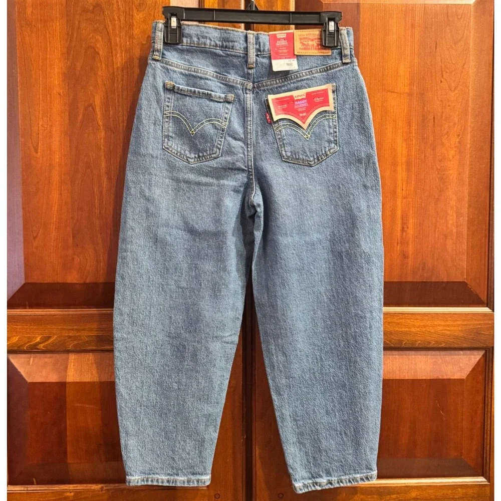 Levi's Girls Baggy Barrel Jeans Size 10 Reg High Rise Stretch 26x21 NWT